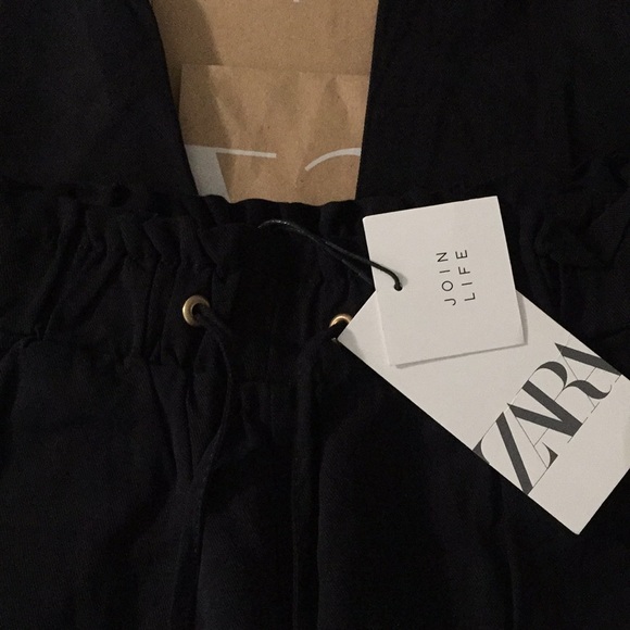 ZARA Black  Paperbag Elastic Waistband Jogger Pants - Picture 11 of 16
